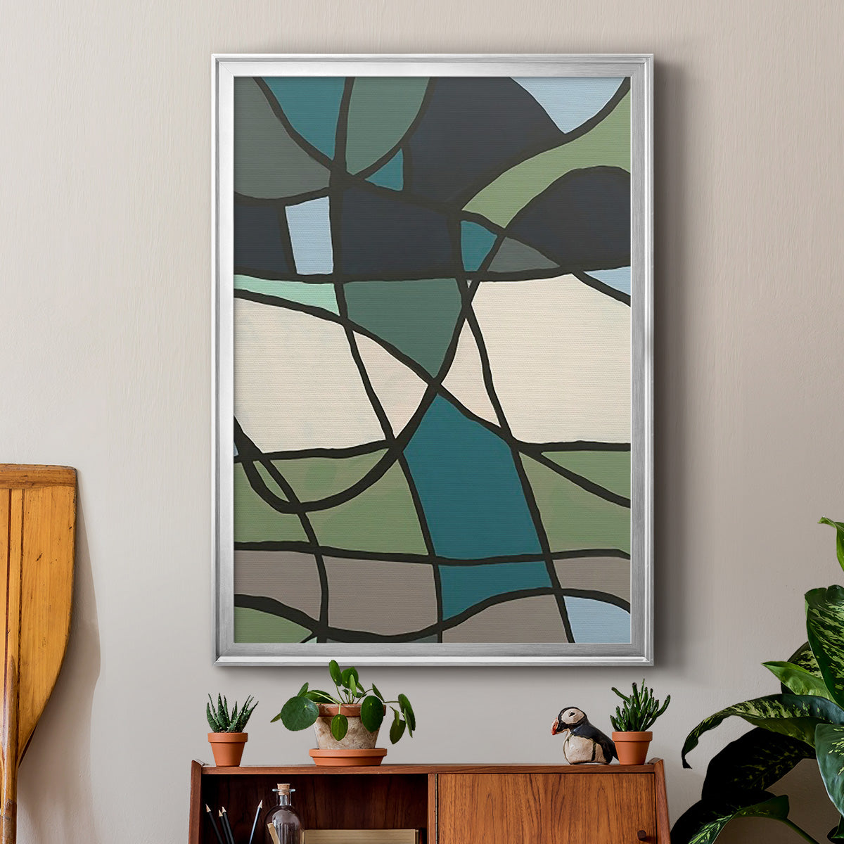 Multicolor Stained Glass I - Modern Framed Canvas Print