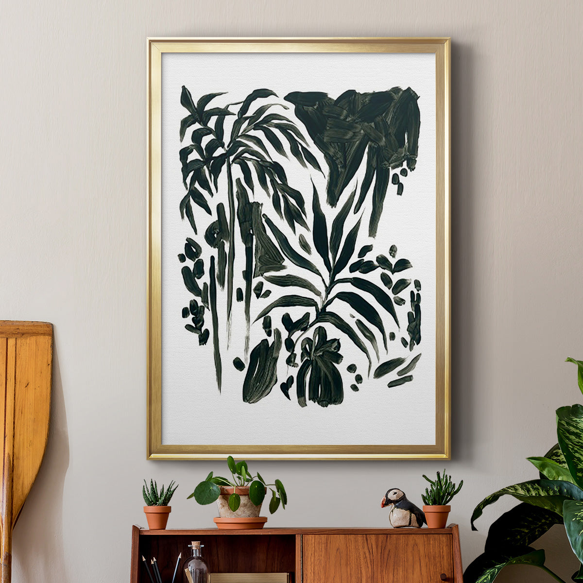Ink Jungle II - Modern Framed Canvas Print