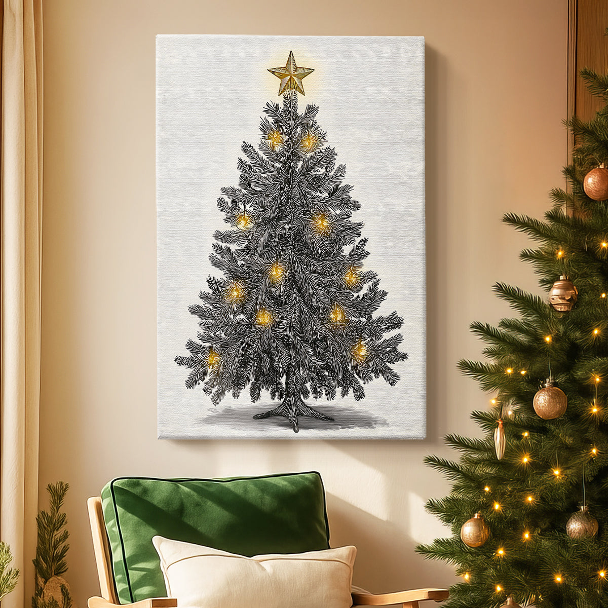 Pearled Evergreen at Midnight - Canvas Art Print