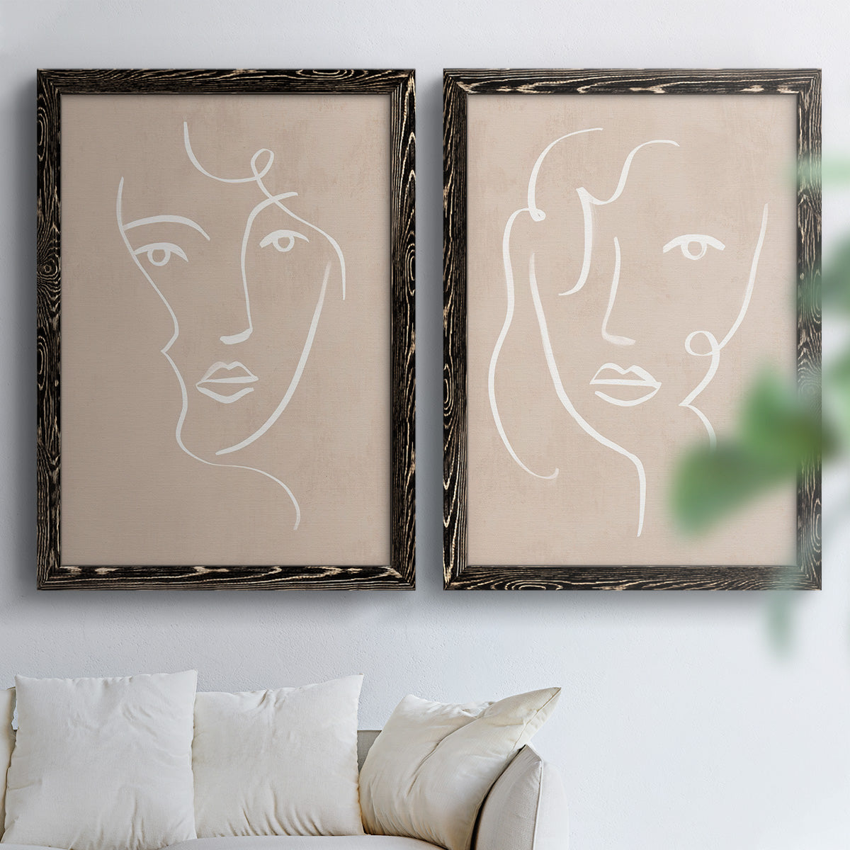 Curly Face I - Premium Framed Canvas 2 Piece Set - Ready to Hang