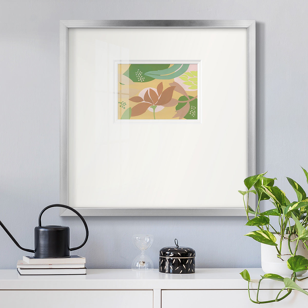 Neutral Blooms I Premium Framed Print Double Matboard