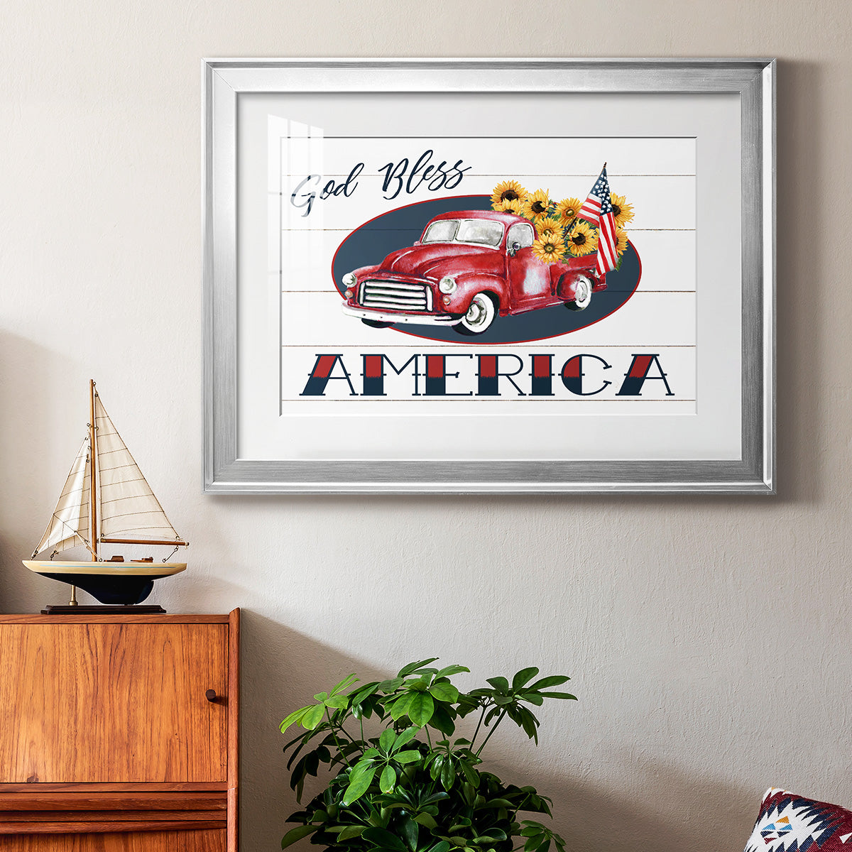 God Bless America Truck - Modern Framed Art Print