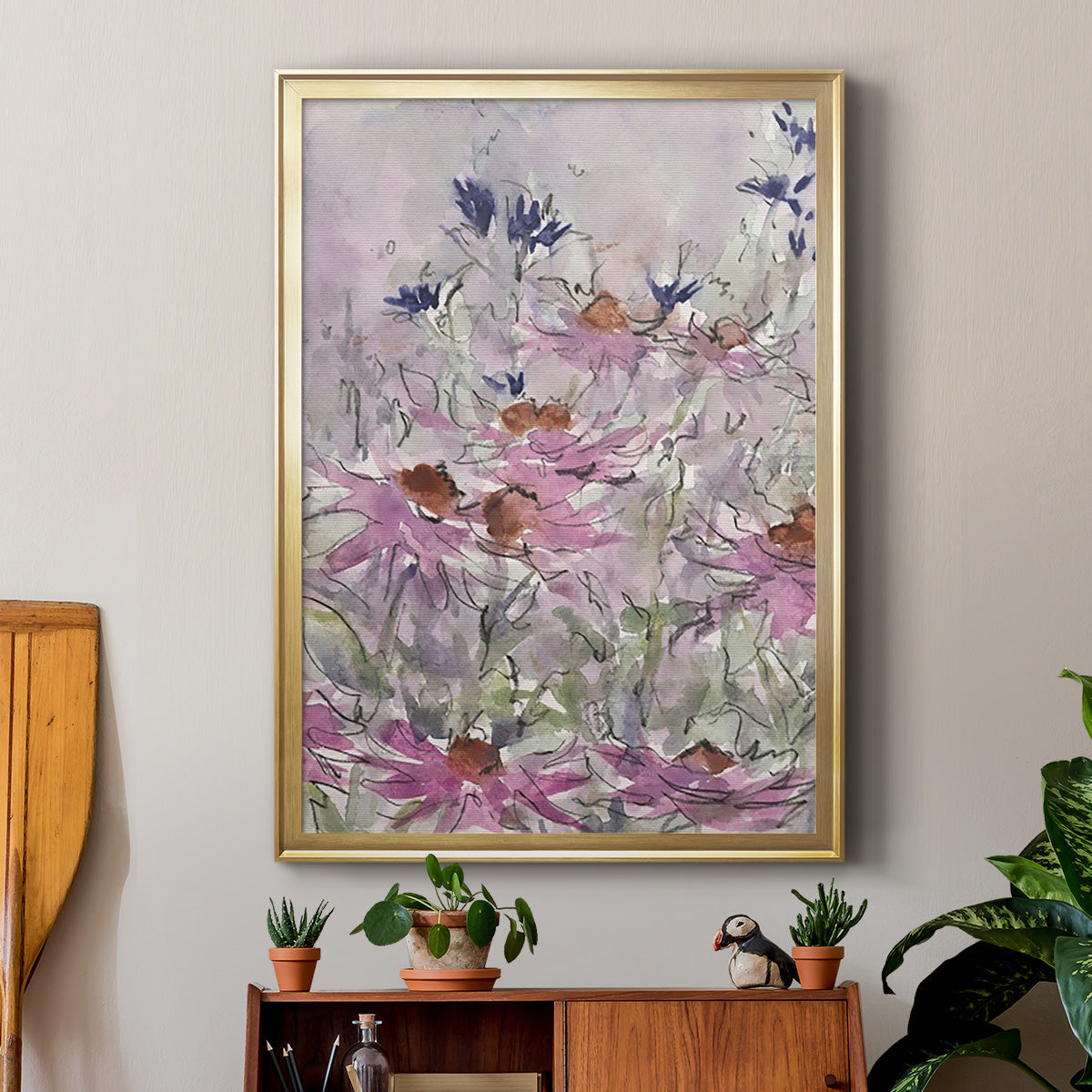 Floral Entertainment II - Modern Framed Canvas Print