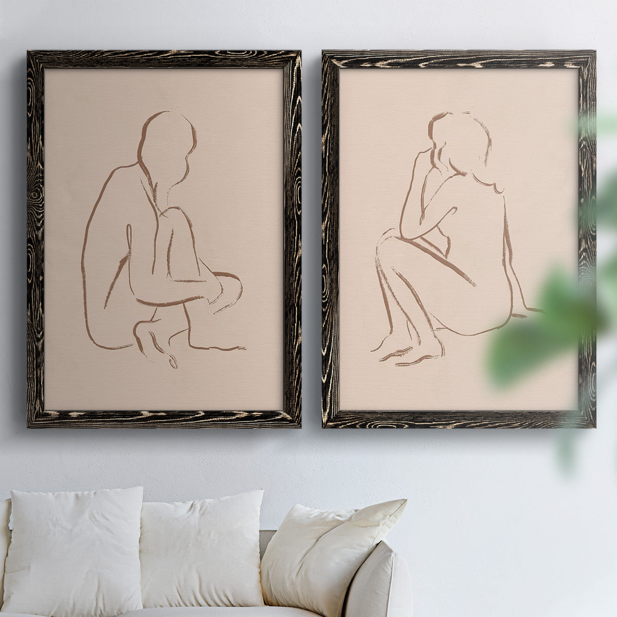 Sketched Pose I - Premium Framed Canvas 2 Piece Set - Ready to Hang