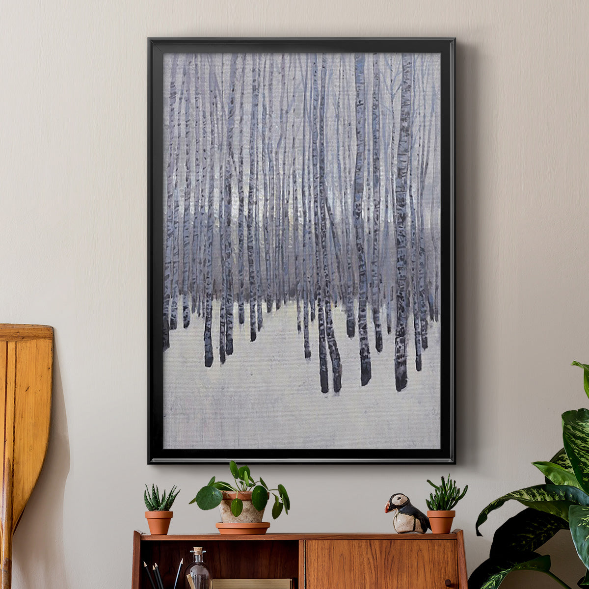 Bare Trees in Winter I - Modern Framed Canvas Print