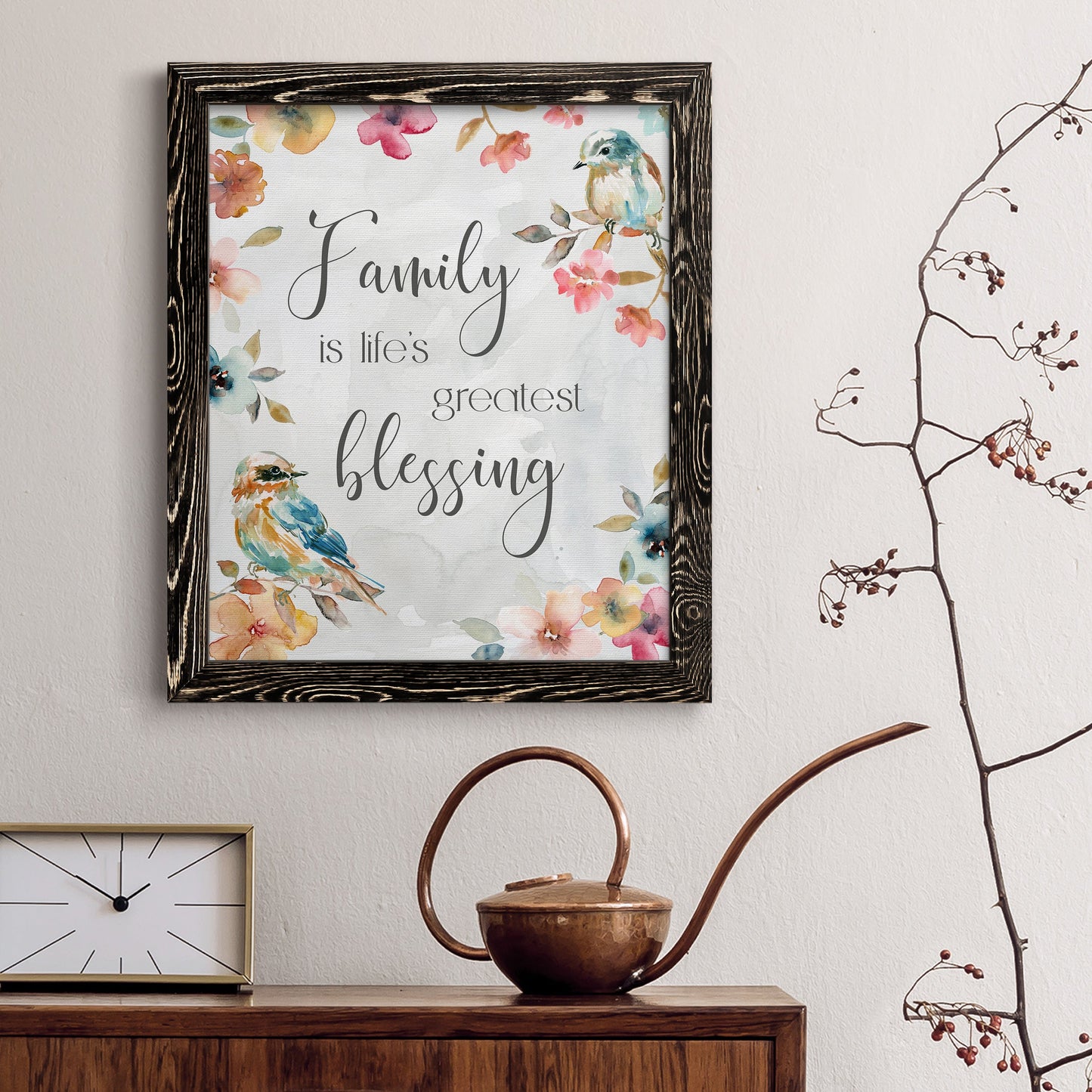 Spring Bird Blessing - Premium Canvas Framed in Barnwood - Ready to Hang