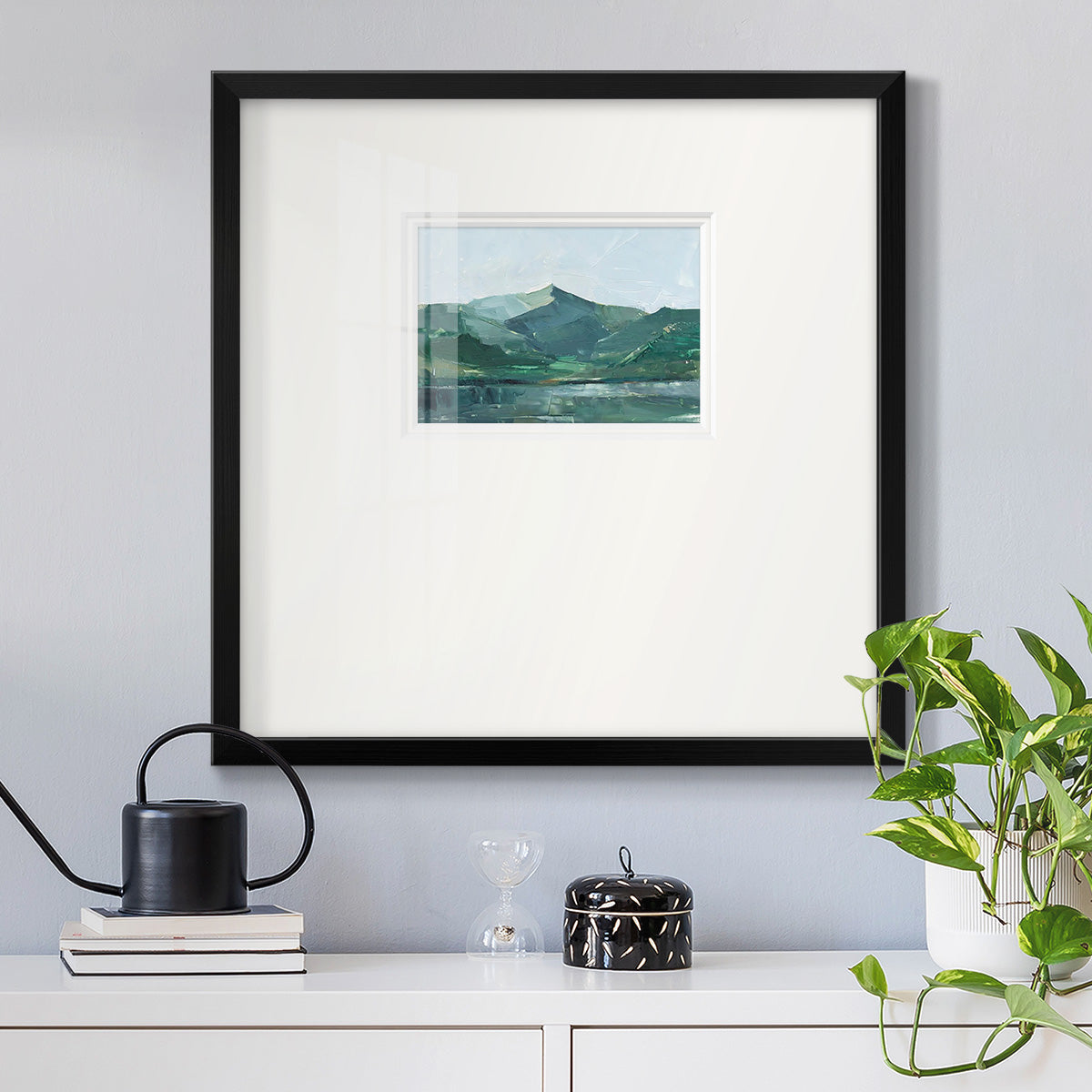 Green Grey Mountains I Premium Framed Print Double Matboard