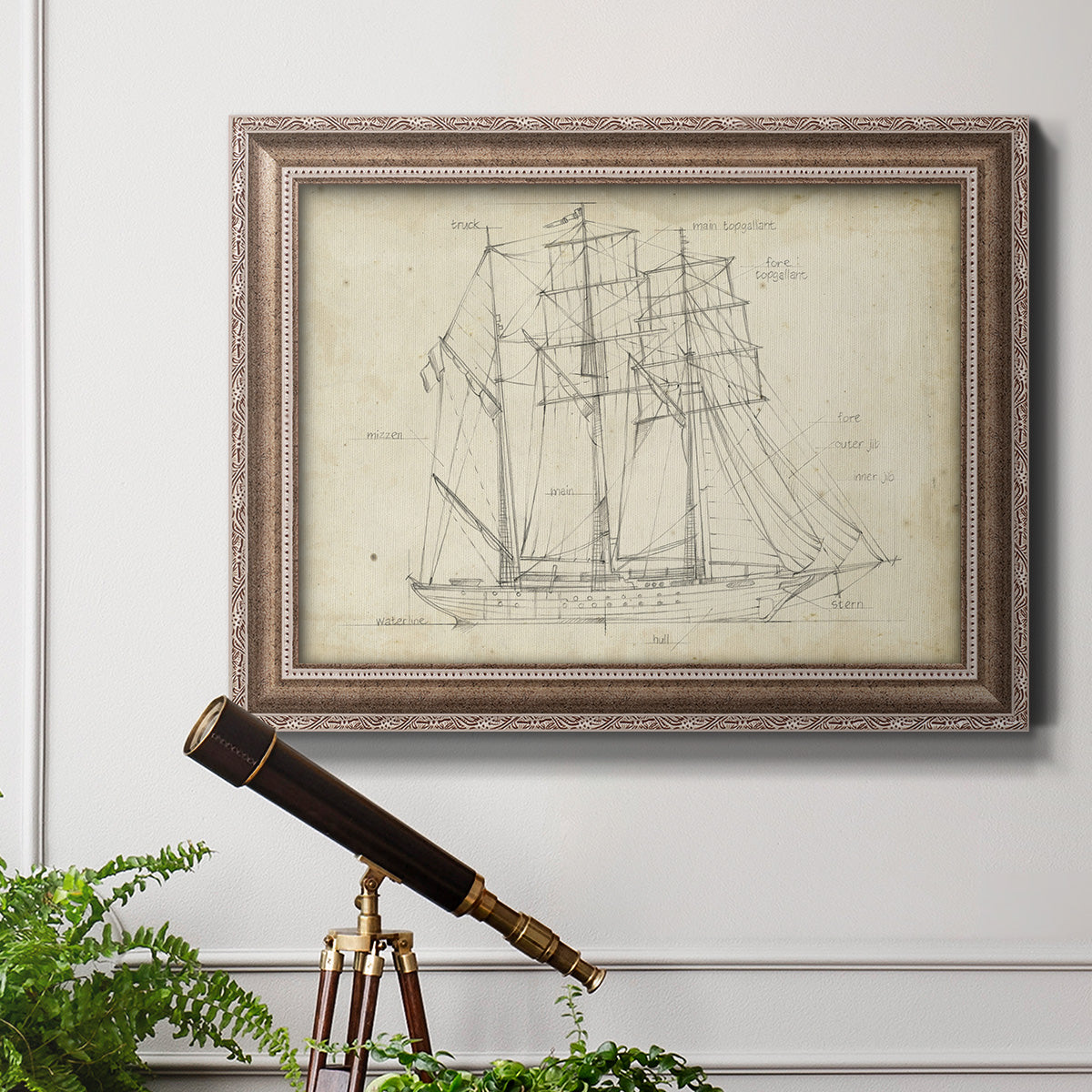 Sailboat Blueprint I Premium Framed Canvas- Ready to Hang