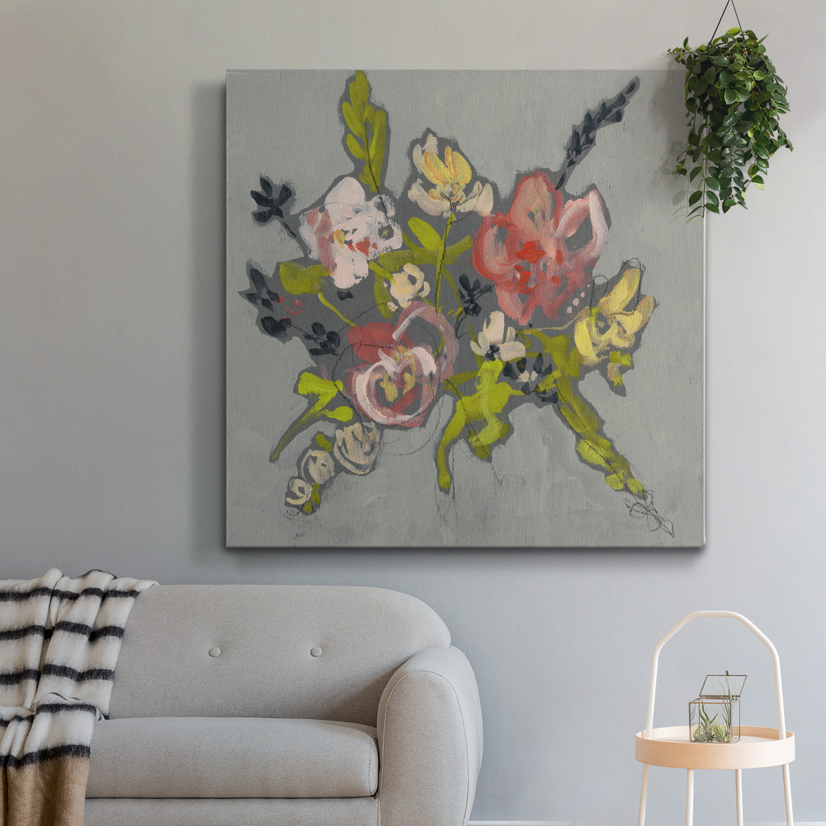 Blush & Paynes Bouquet II - Canvas Art Print