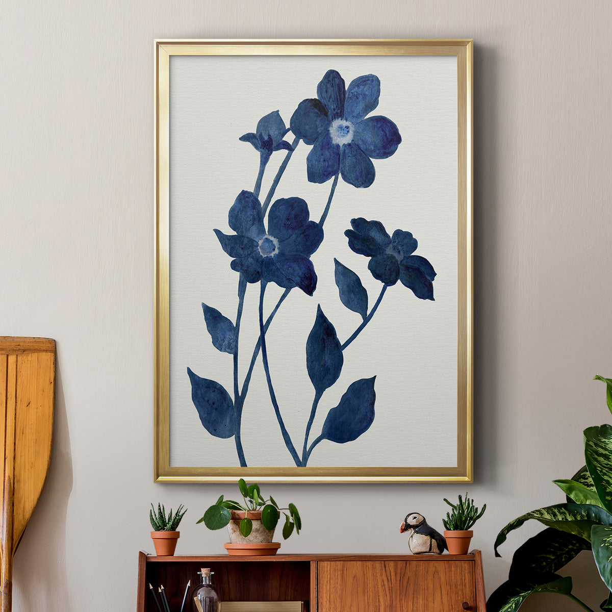 Indigo Bloom II - Modern Framed Canvas Print