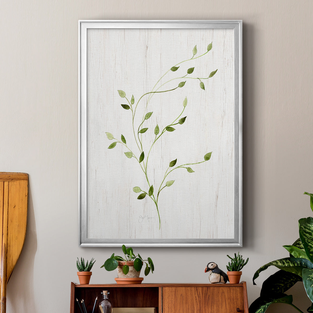 Windblown Leaves I - Modern Framed Canvas Print