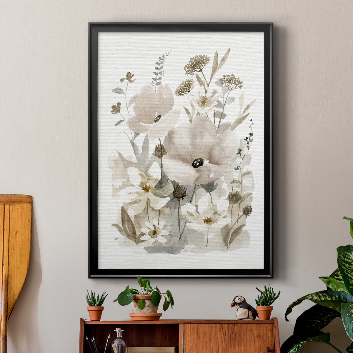 Neutral Nature II - Modern Framed Canvas Print
