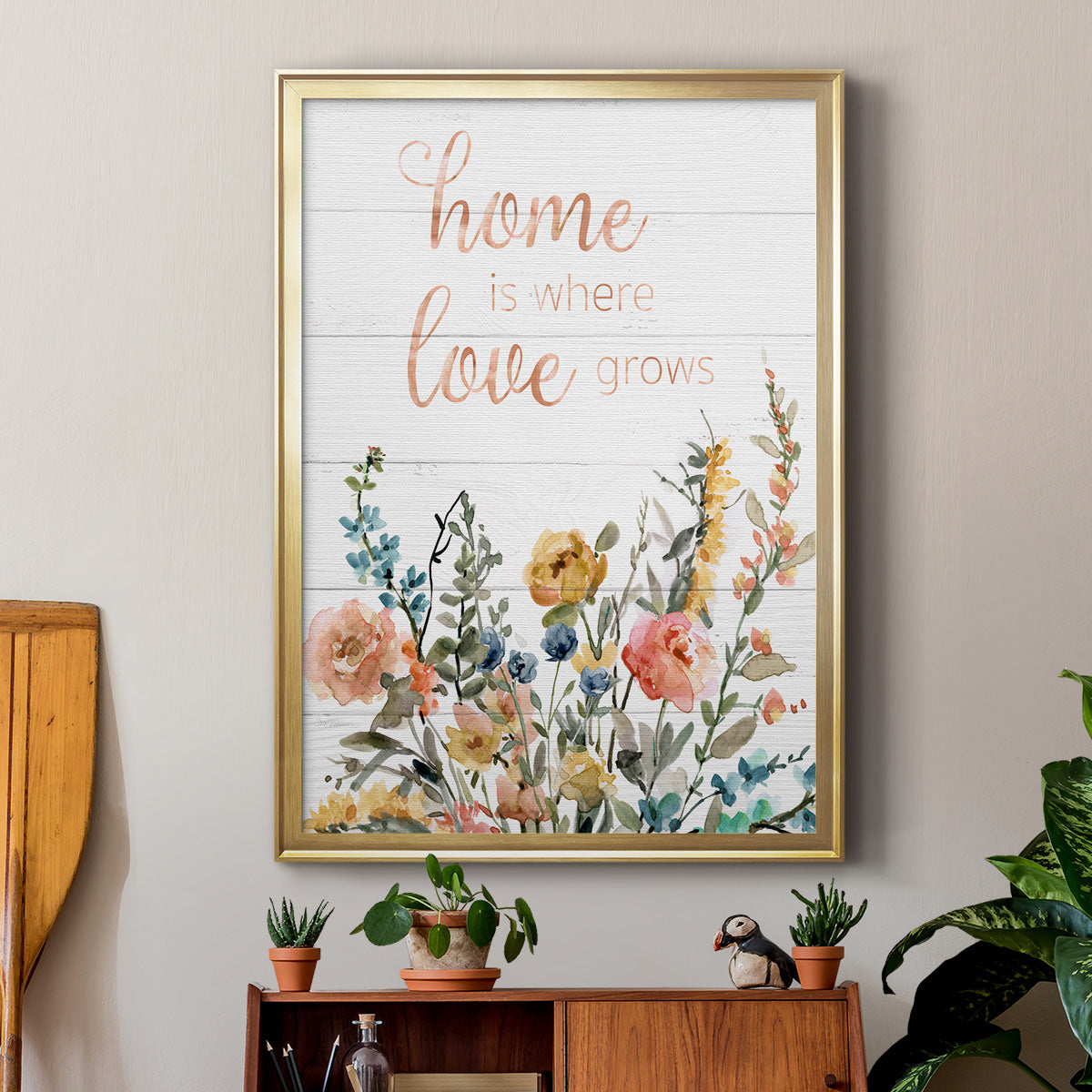 Home is Where Love Grows - Modern Framed Canvas Print