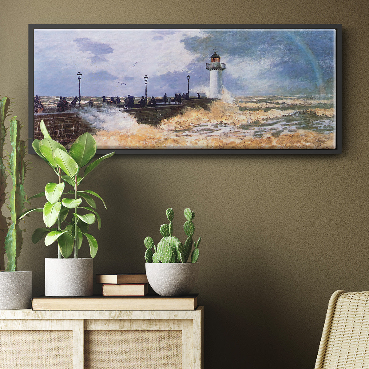 The Jetty at Le Havre, 1868 - Floater Framed Canvas Print