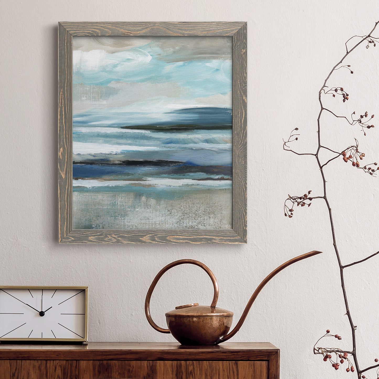 Distant Drama II - Barnwood Framed Canvas Print