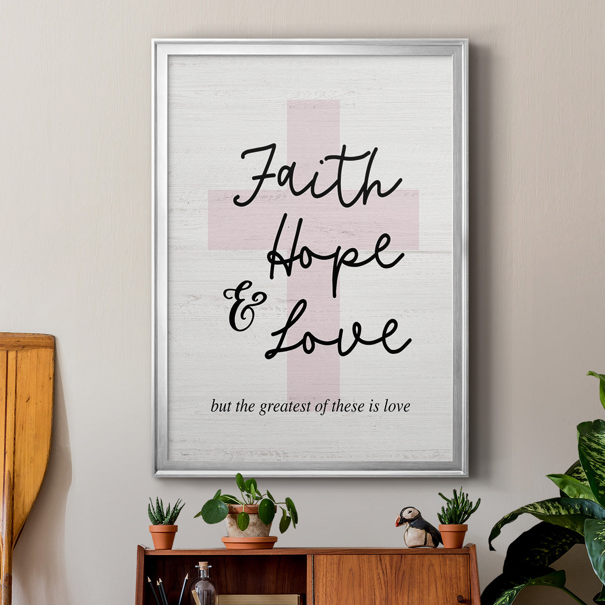 Faith Hope and Love Cross - Modern Framed Canvas Print