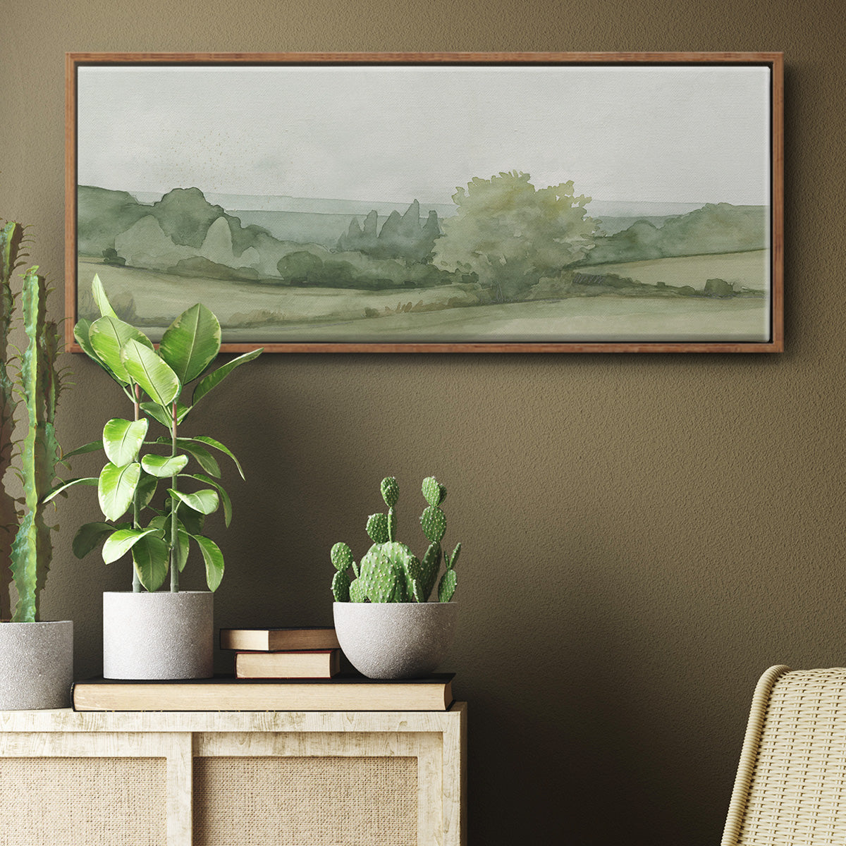 Vintage Landscape Sketch II - Floater Framed Canvas Print