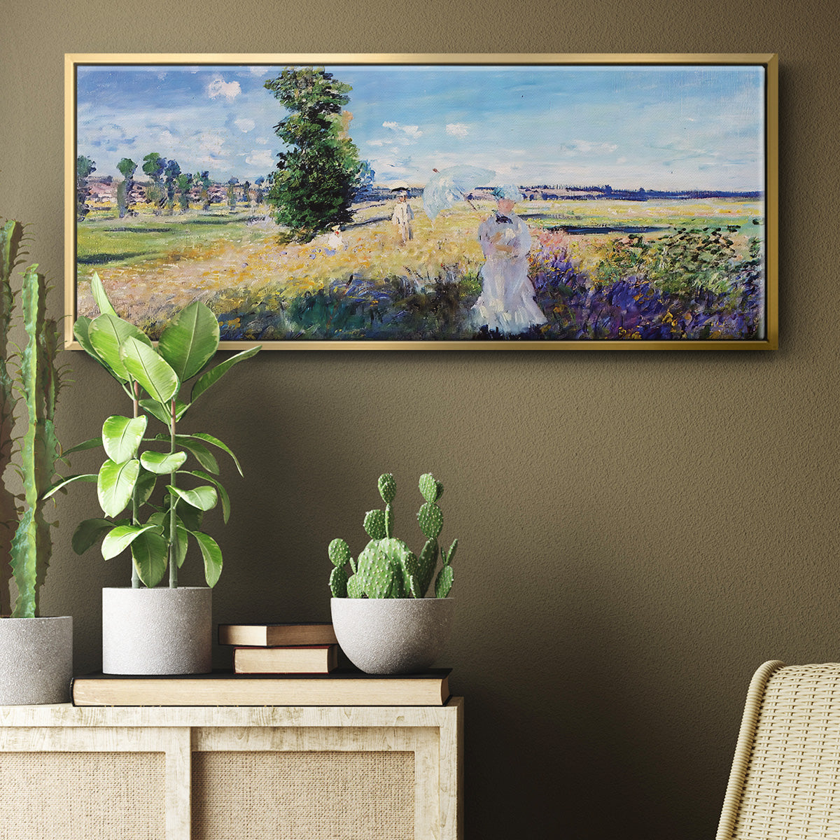 The Promenade, Argenteuil, 1875 - Floater Framed Canvas Print