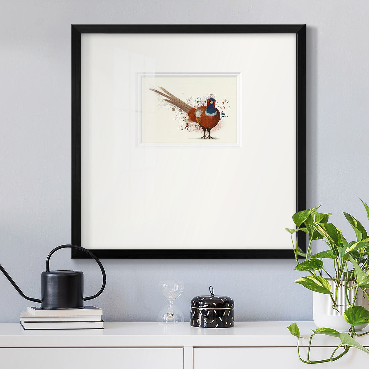 Pheasant Splash 7 Premium Framed Print Double Matboard