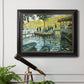Impressionist riverside leisure scene by Claude Monet in an ornate black frame with gilded inner detail displayed in a light-toned interior setting.