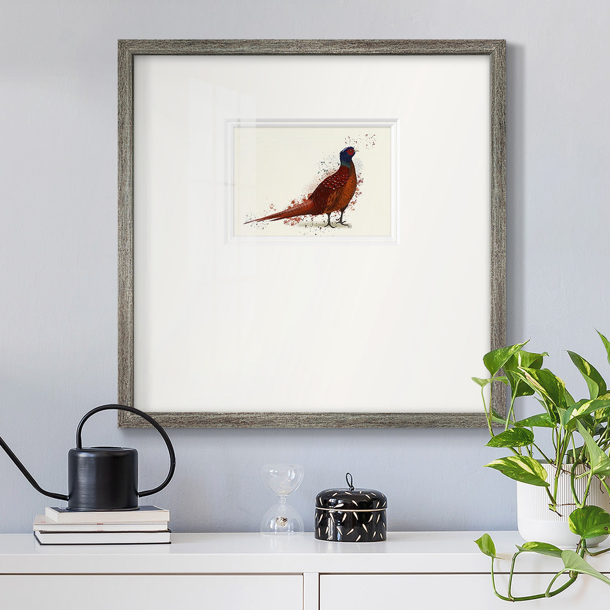 Pheasant Splash 4 Premium Framed Print Double Matboard