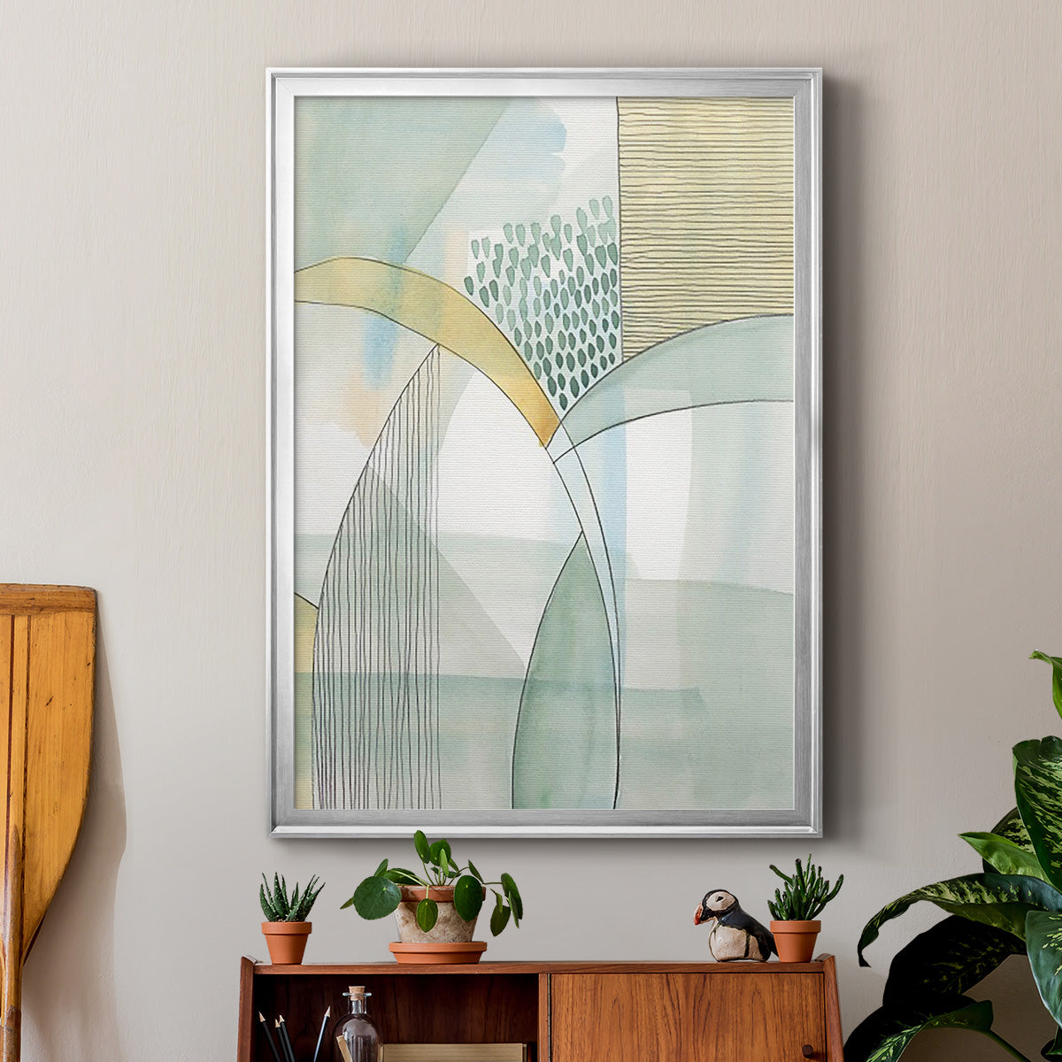 Mint Reflection I - Modern Framed Canvas Print