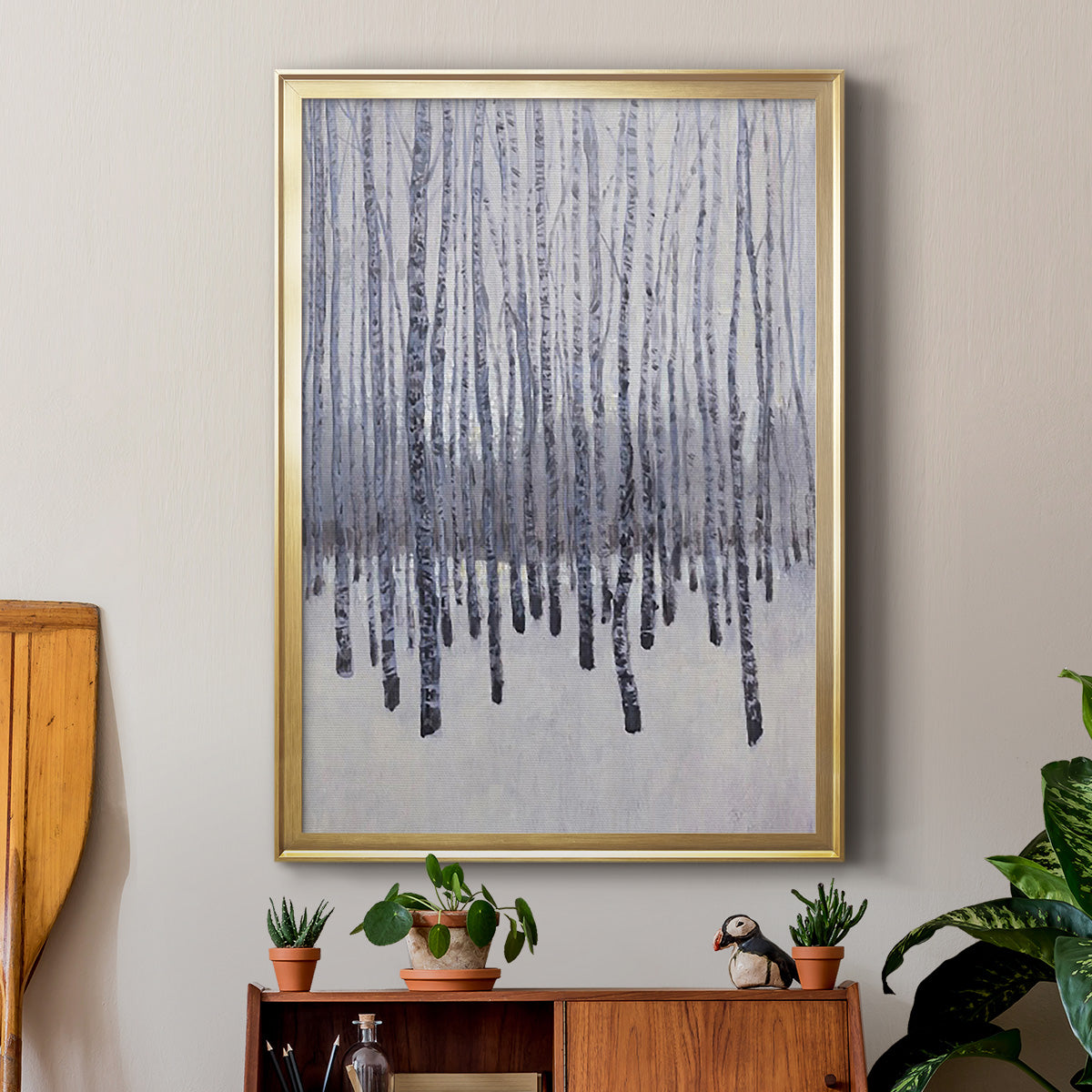 Bare Trees in Winter II - Modern Framed Canvas Print