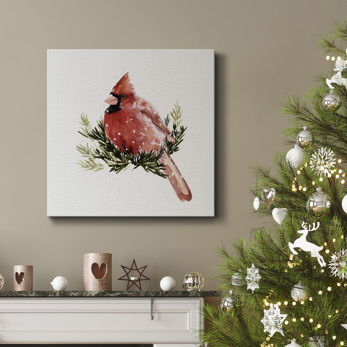 Cardinal with Snow II-Premium Gallery Wrapped Canvas - Ready to Hang