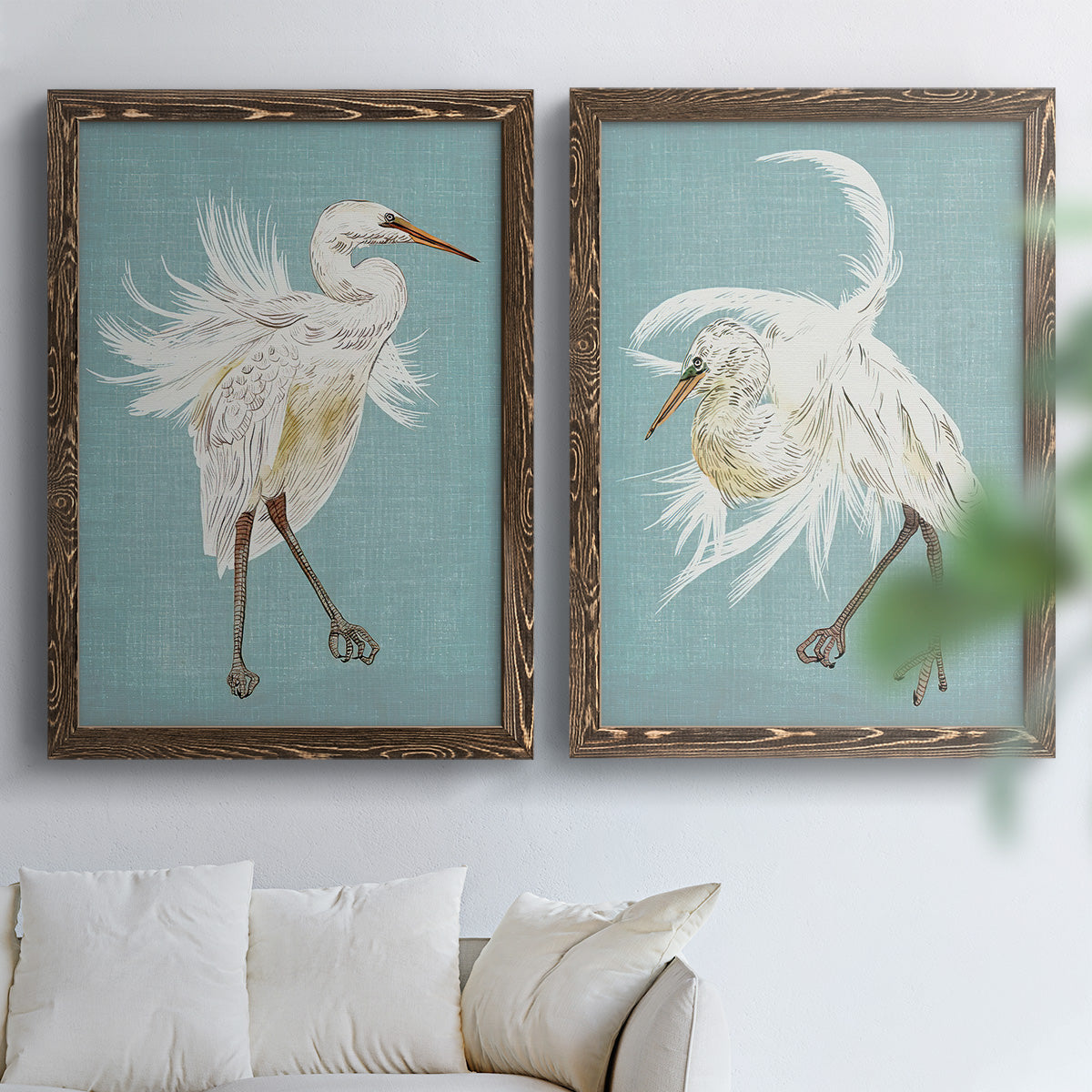 Heron Plumage III - Premium Framed Canvas 2 Piece Set - Ready to Hang