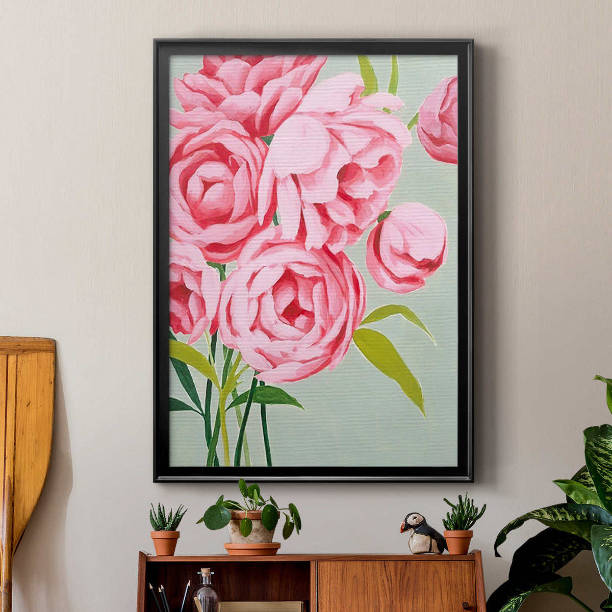 This Year's Peonies II - Modern Framed Canvas Print