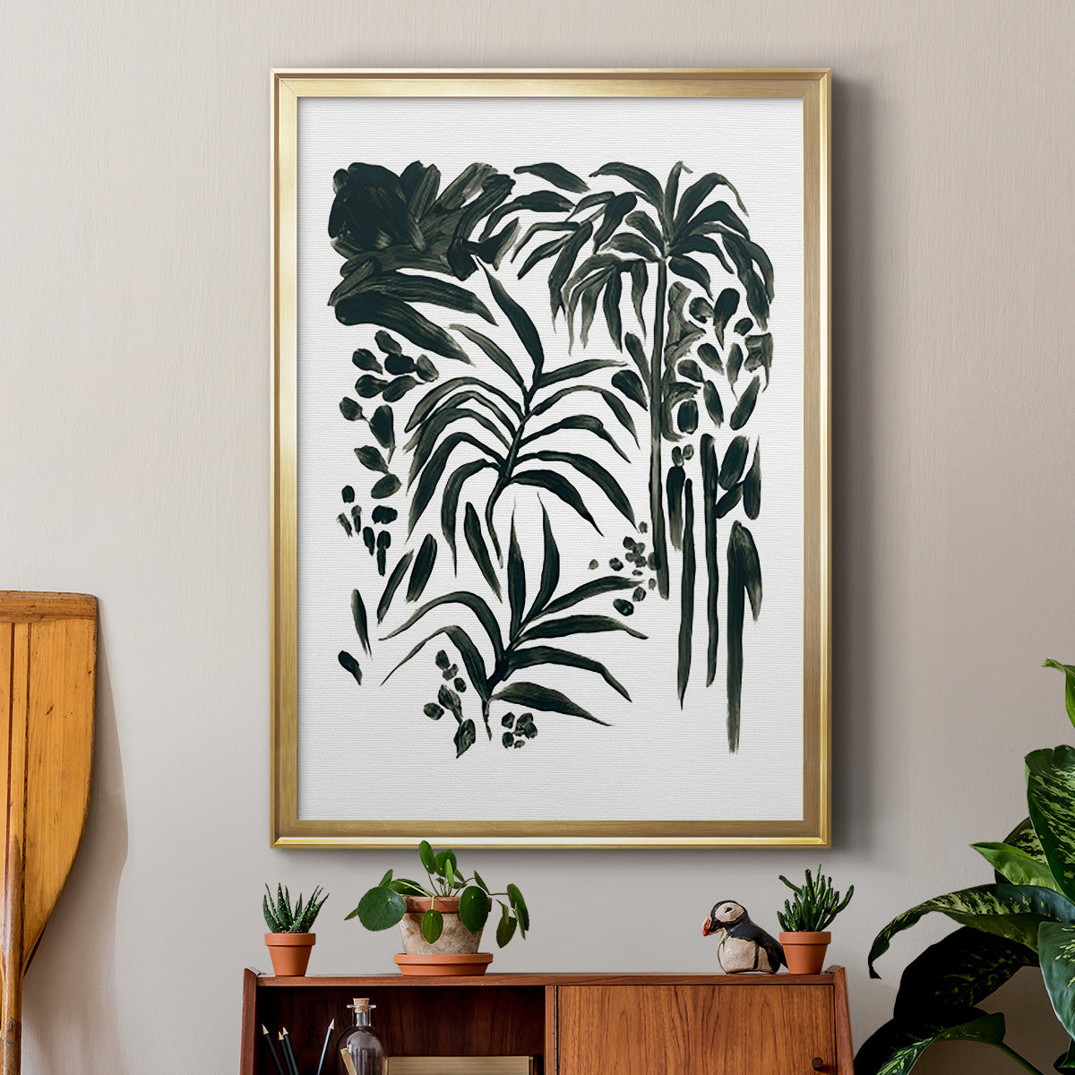Ink Jungle I - Modern Framed Canvas Print