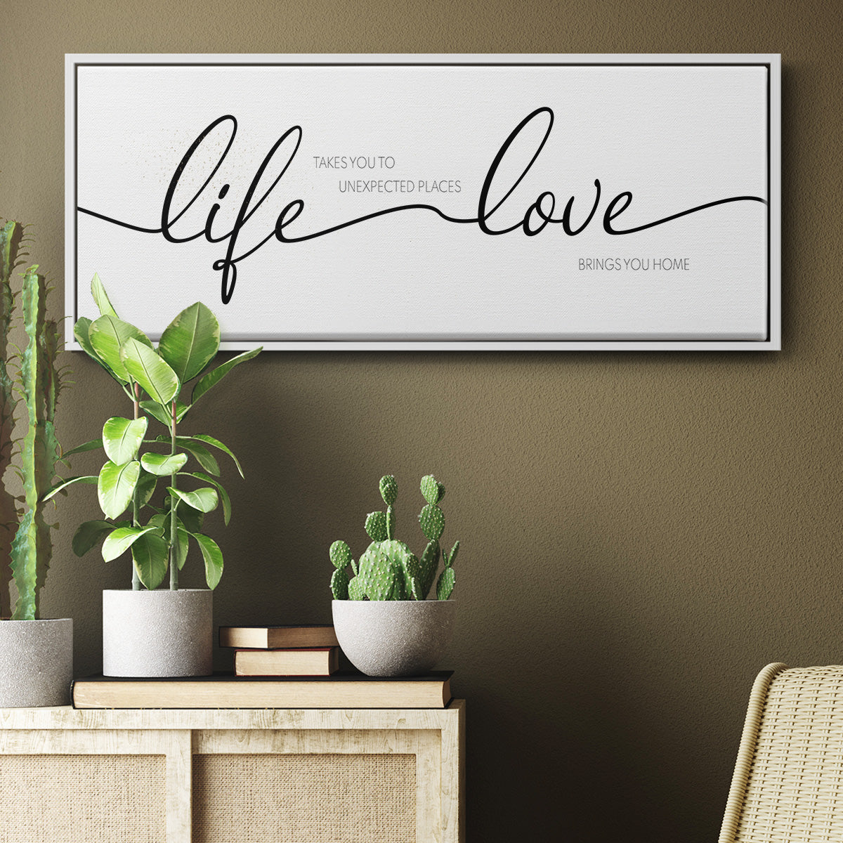 Life Takes You Love Brings You - Floater Framed Canvas Print