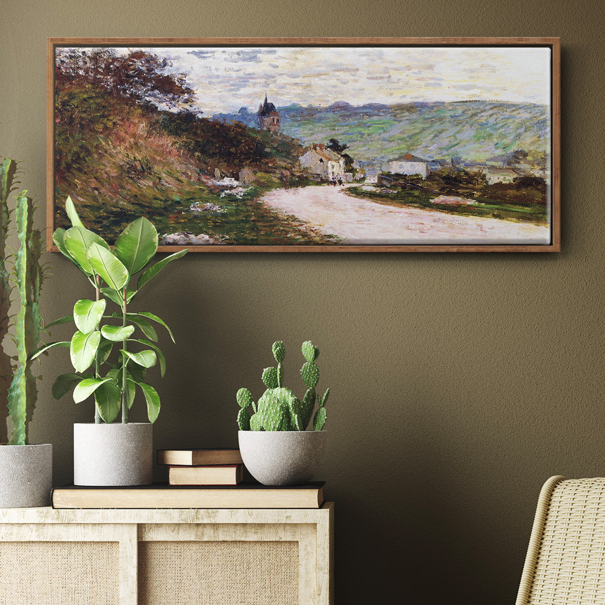 The Road at Vétheuil, 1878 - Floater Framed Canvas Print