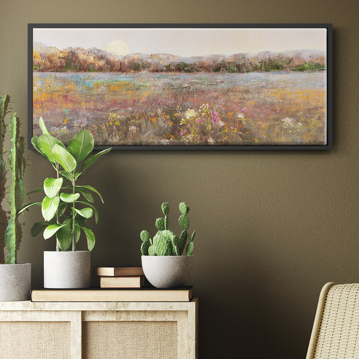 Meadow Moonrise - Floater Framed Canvas Print
