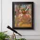 Impressionist ballet dancer composition by Edgar Degas in an ornate black frame with gilded inner detail displayed in a light-toned interior setting.