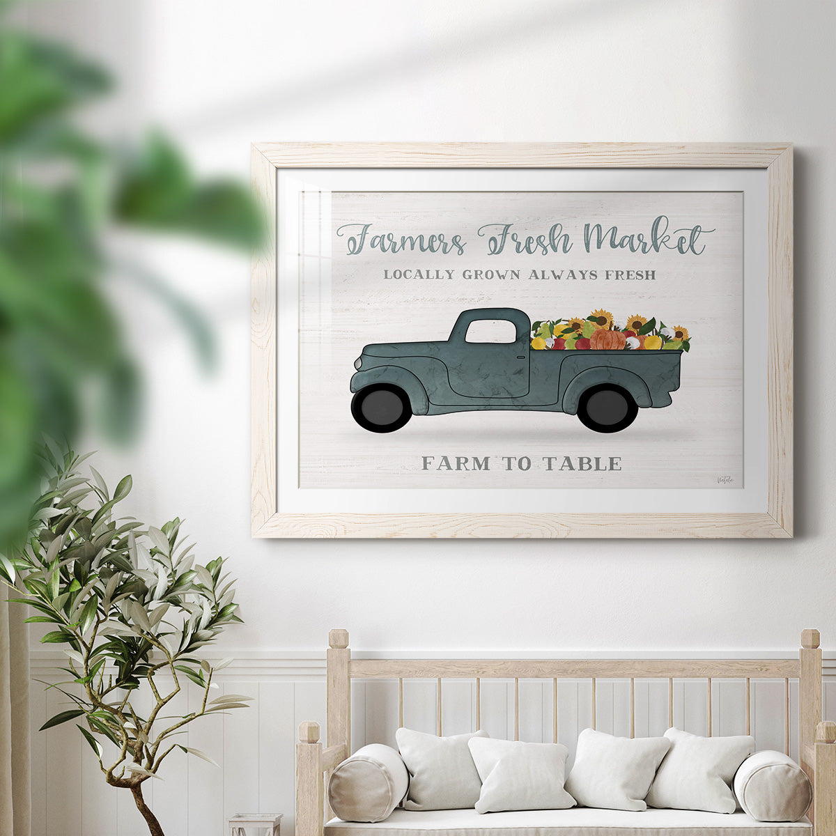 Fresh Sunflowers Truck - Barnwood Framed Art Print
