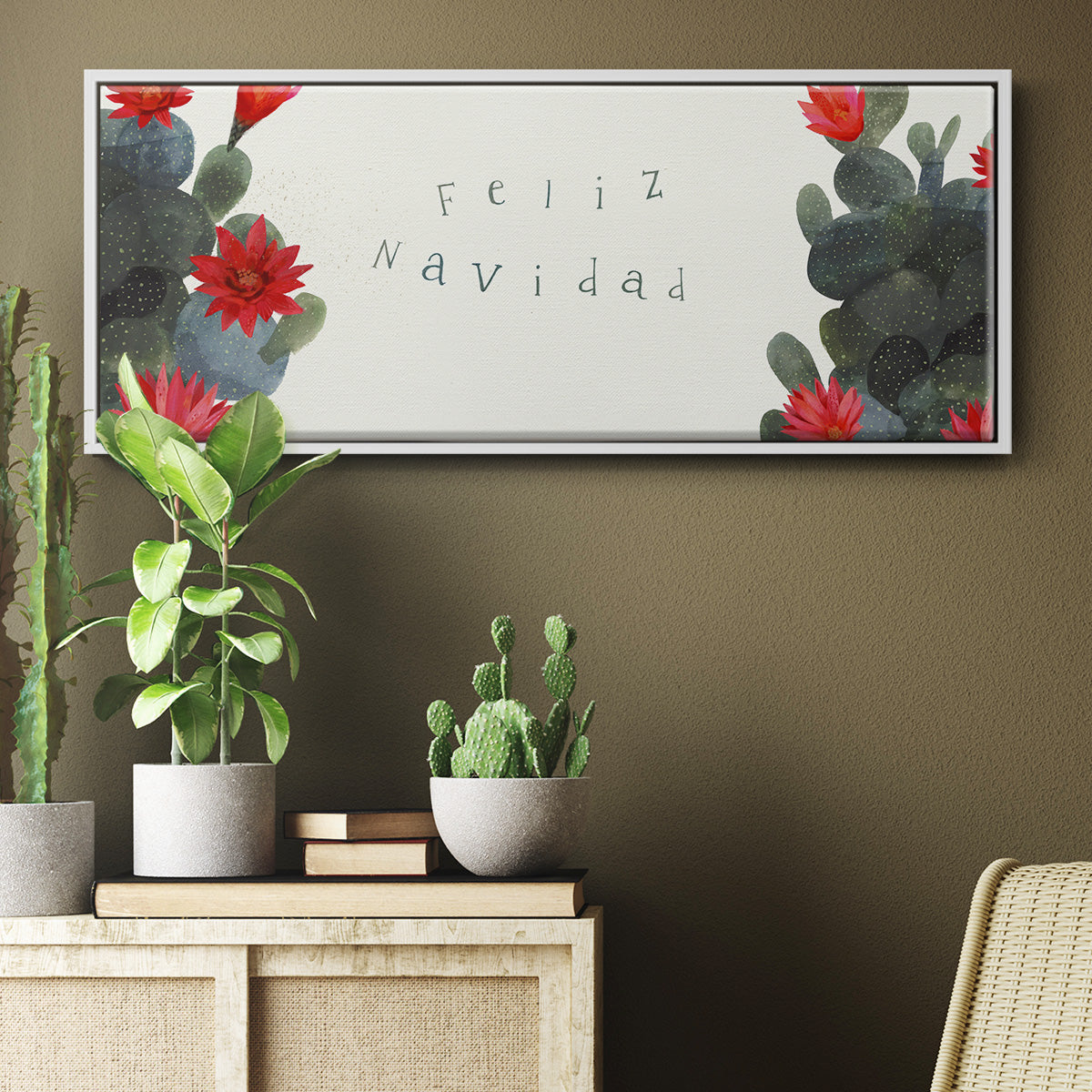 Flowering Christmas Cactus Collection D - Floater Framed Canvas Print