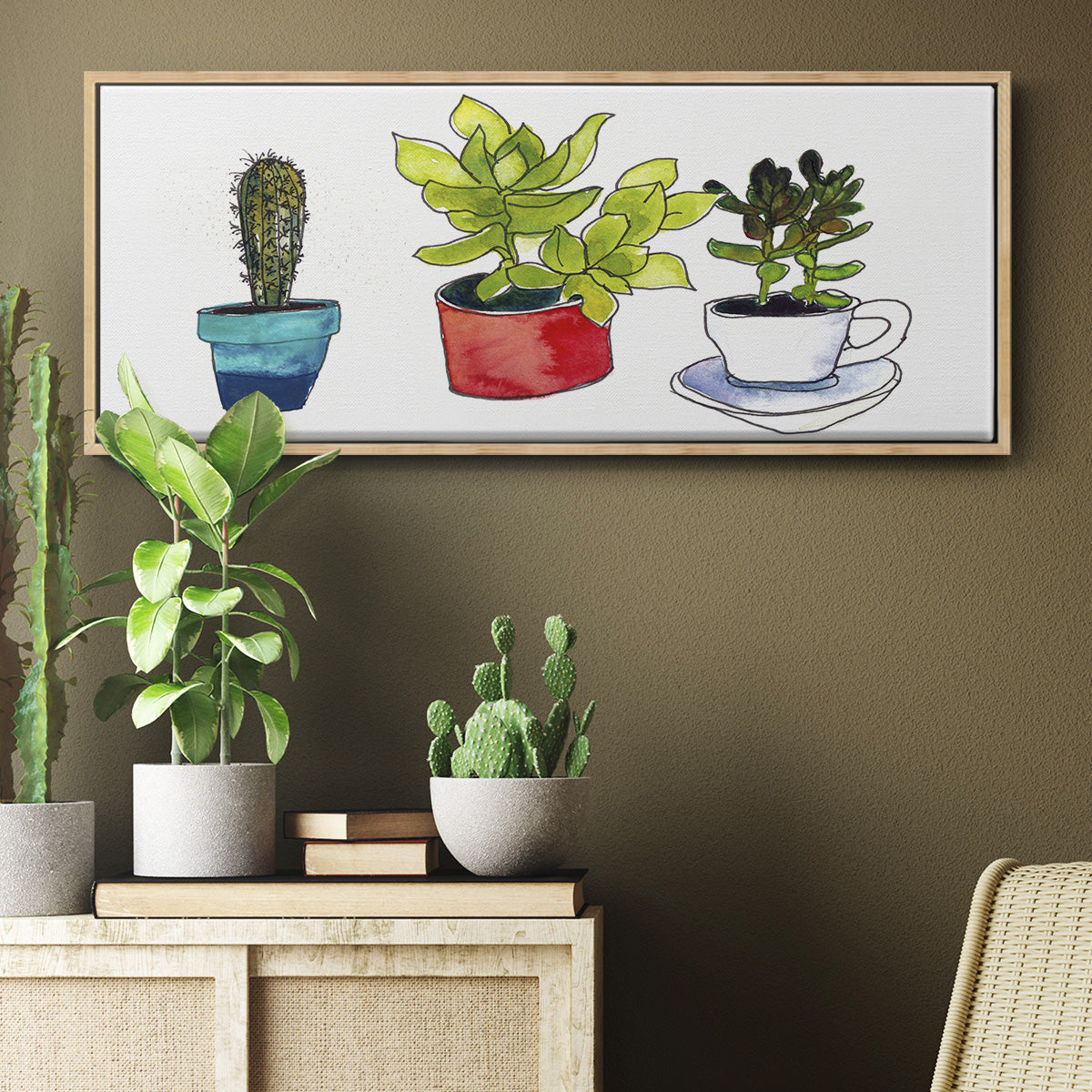 Vibing Succulents II - Floater Framed Canvas Print