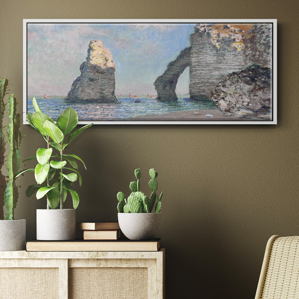 The Rock Needle and the Porte d'Aval, 1885 (Clark Art Institute version) - Floater Framed Canvas Print