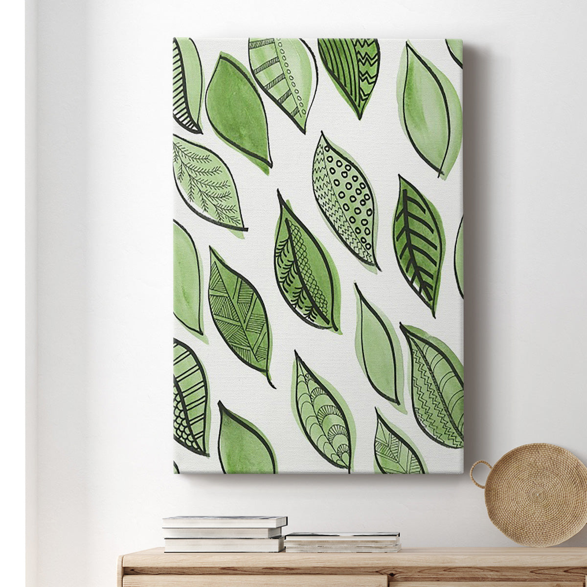 Patterned Leaf Shapes IV - Canvas Art Print