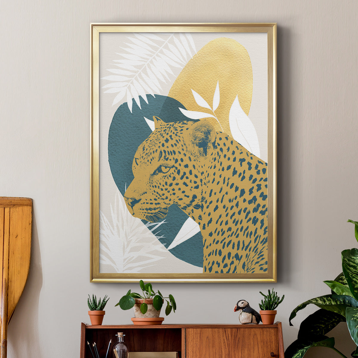 Jungle Cat II - Modern Framed Canvas Print