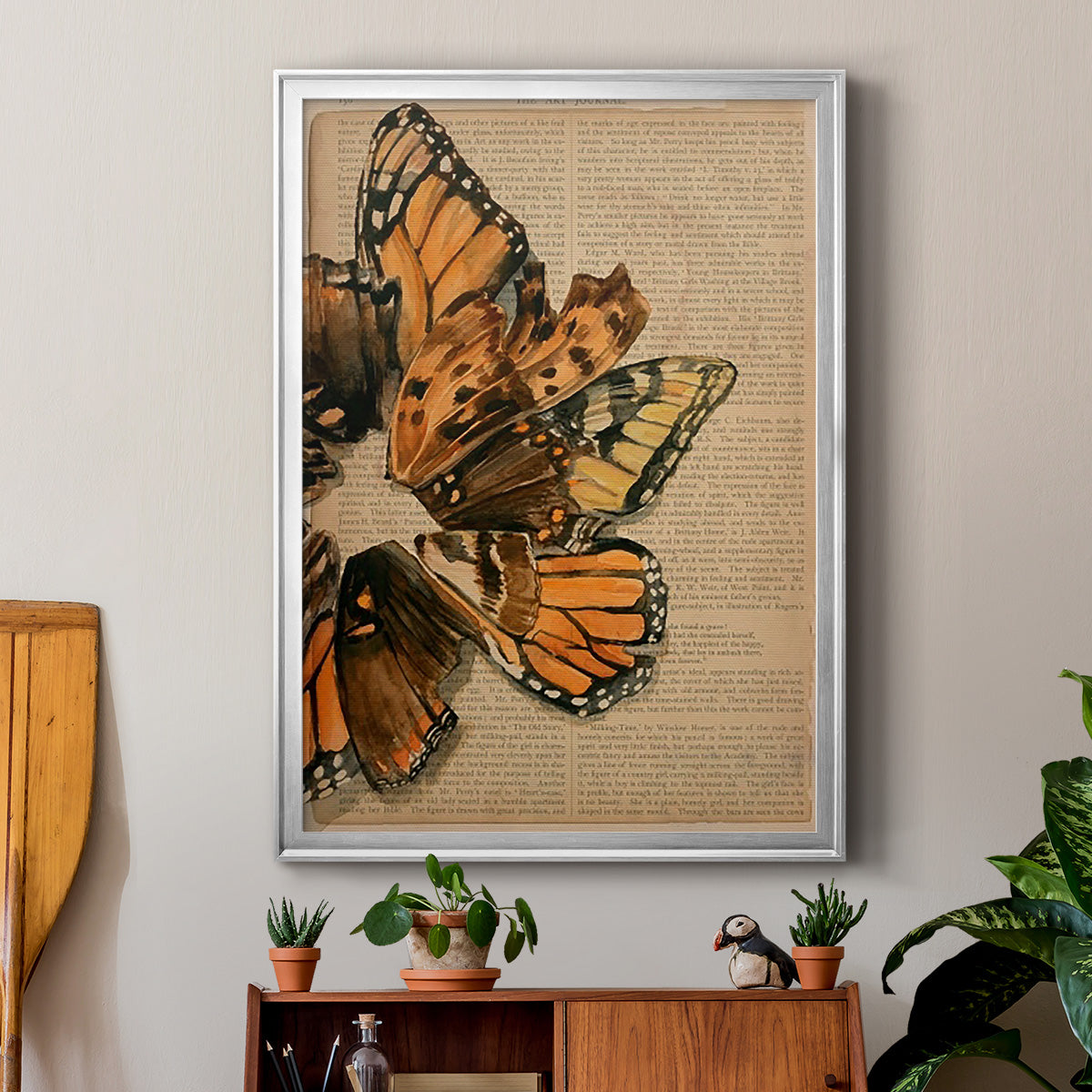 Winged Wreath I - Modern Framed Canvas Print