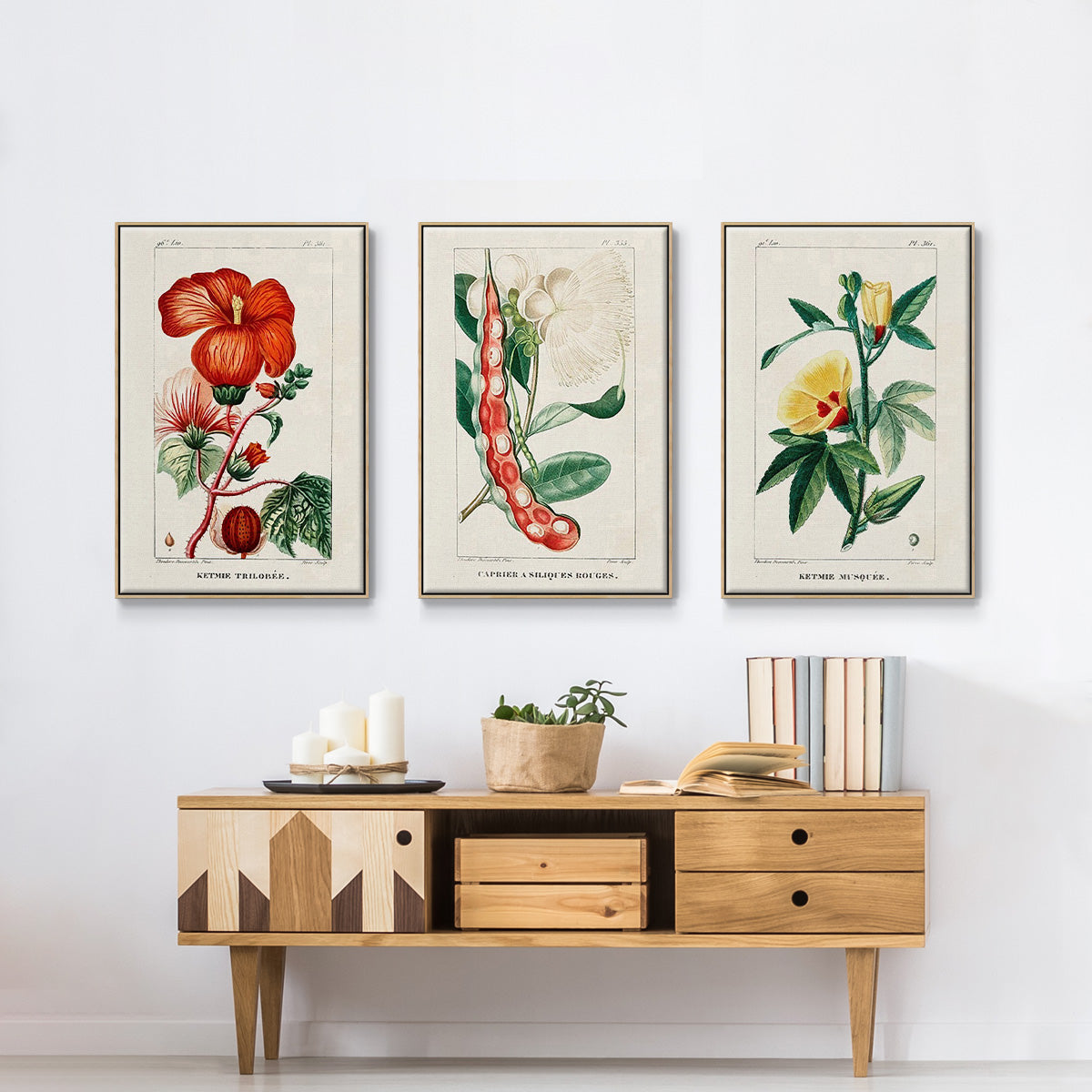 Turpin Tropical Botanicals VI - Framed Premium Gallery Wrapped Canvas L Frame 3 Piece Set - Ready to Hang