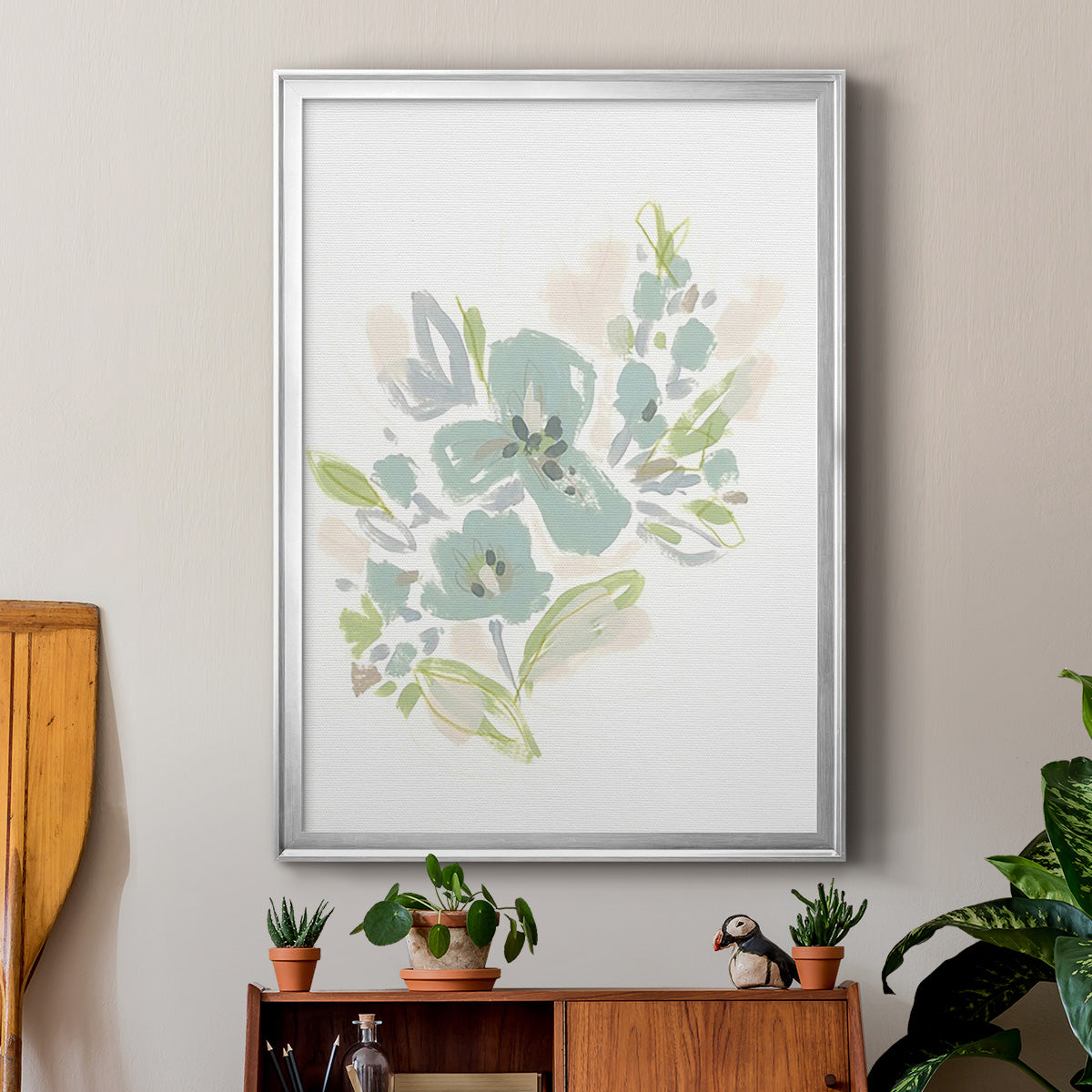 Seafoam Petals III - Modern Framed Canvas Print