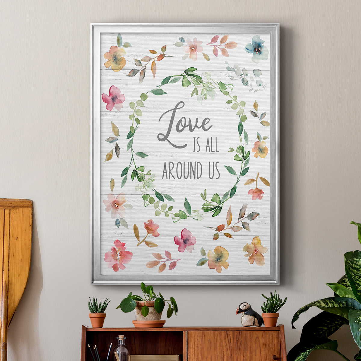 Love is All Around Us - Modern Framed Canvas Print