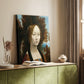 Canvas art print of a refined figure with subtle expression and smooth shading styled in a home decor setting.
