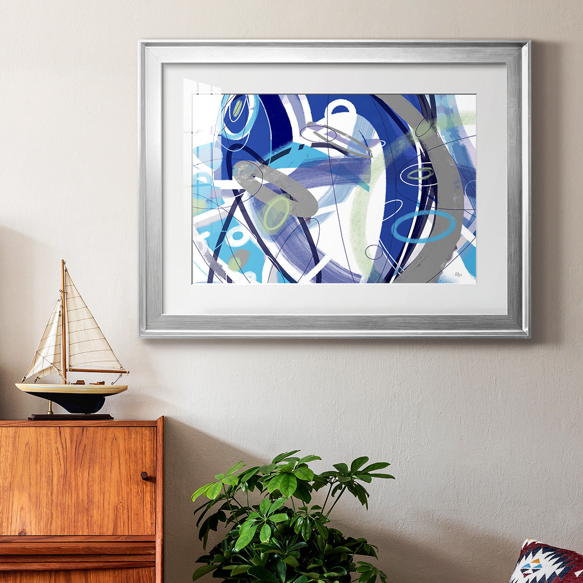 Blue Flow - Modern Framed Art Print