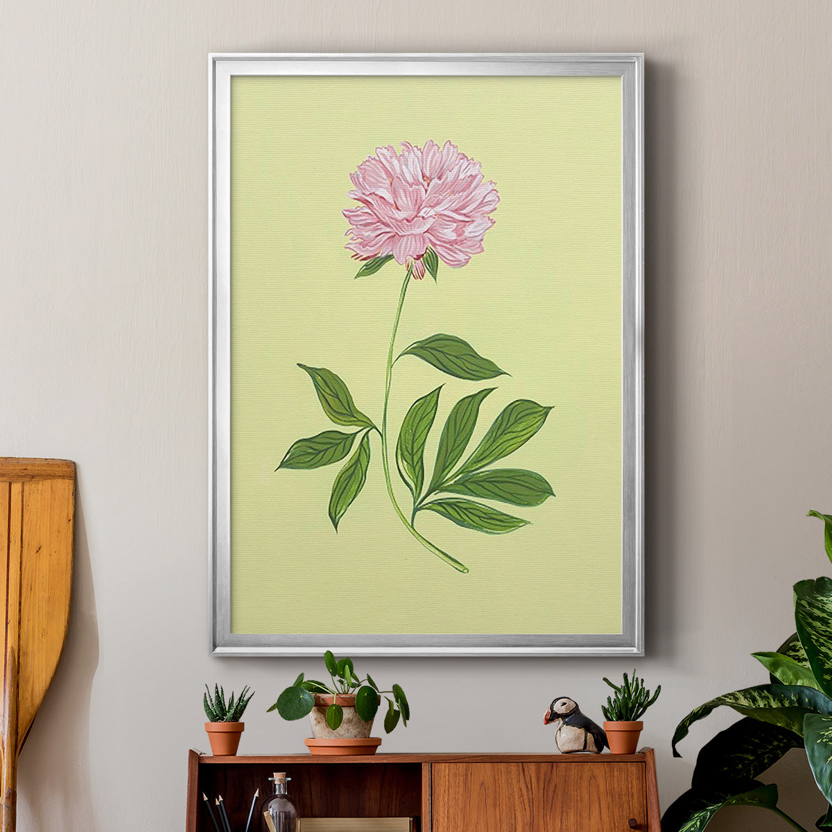 Peonies in Yellow I - Modern Framed Canvas Print