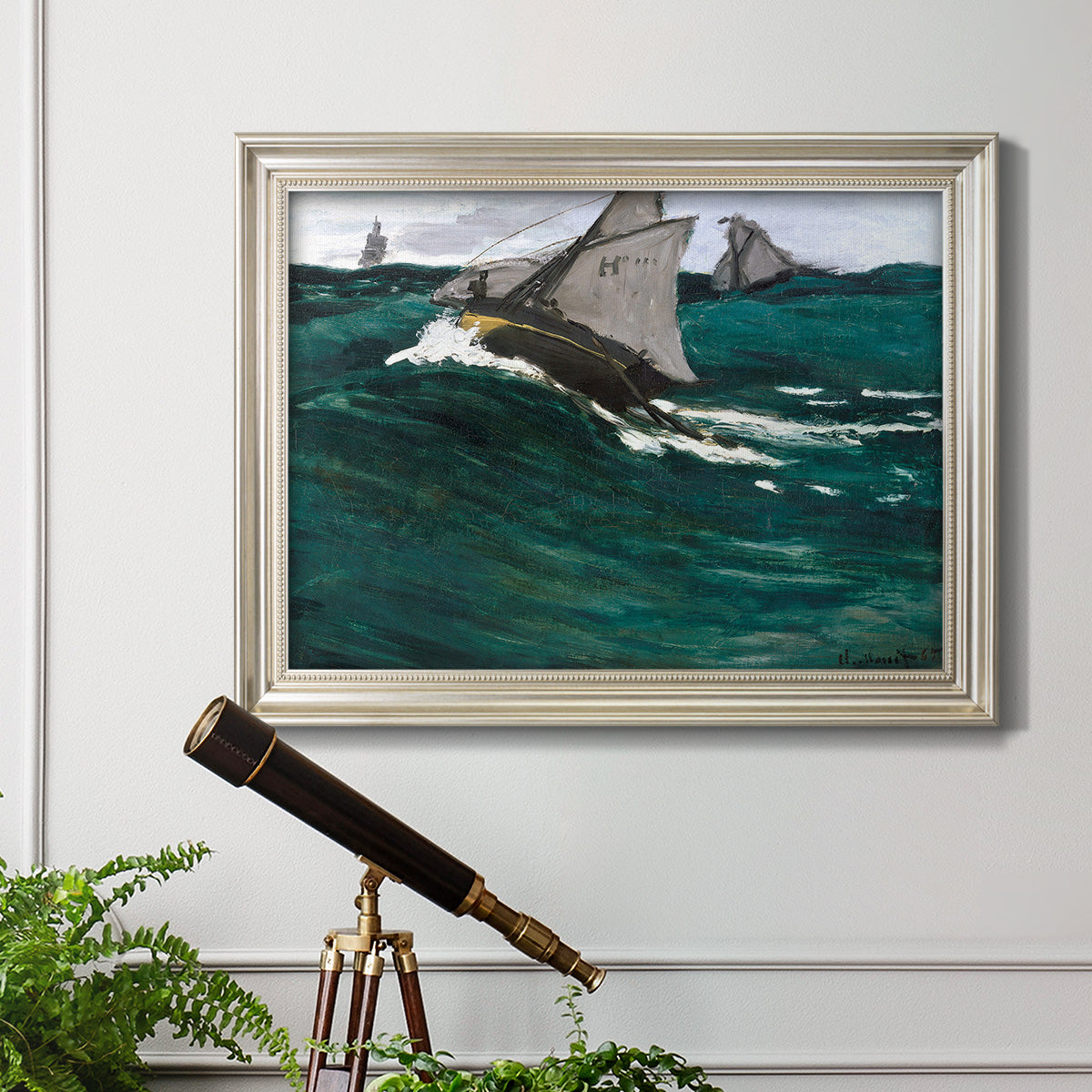 The Green Wave - Ornate Framed Canvas Print