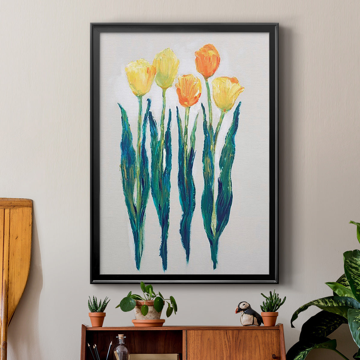 Tulips in a Row II - Modern Framed Canvas Print